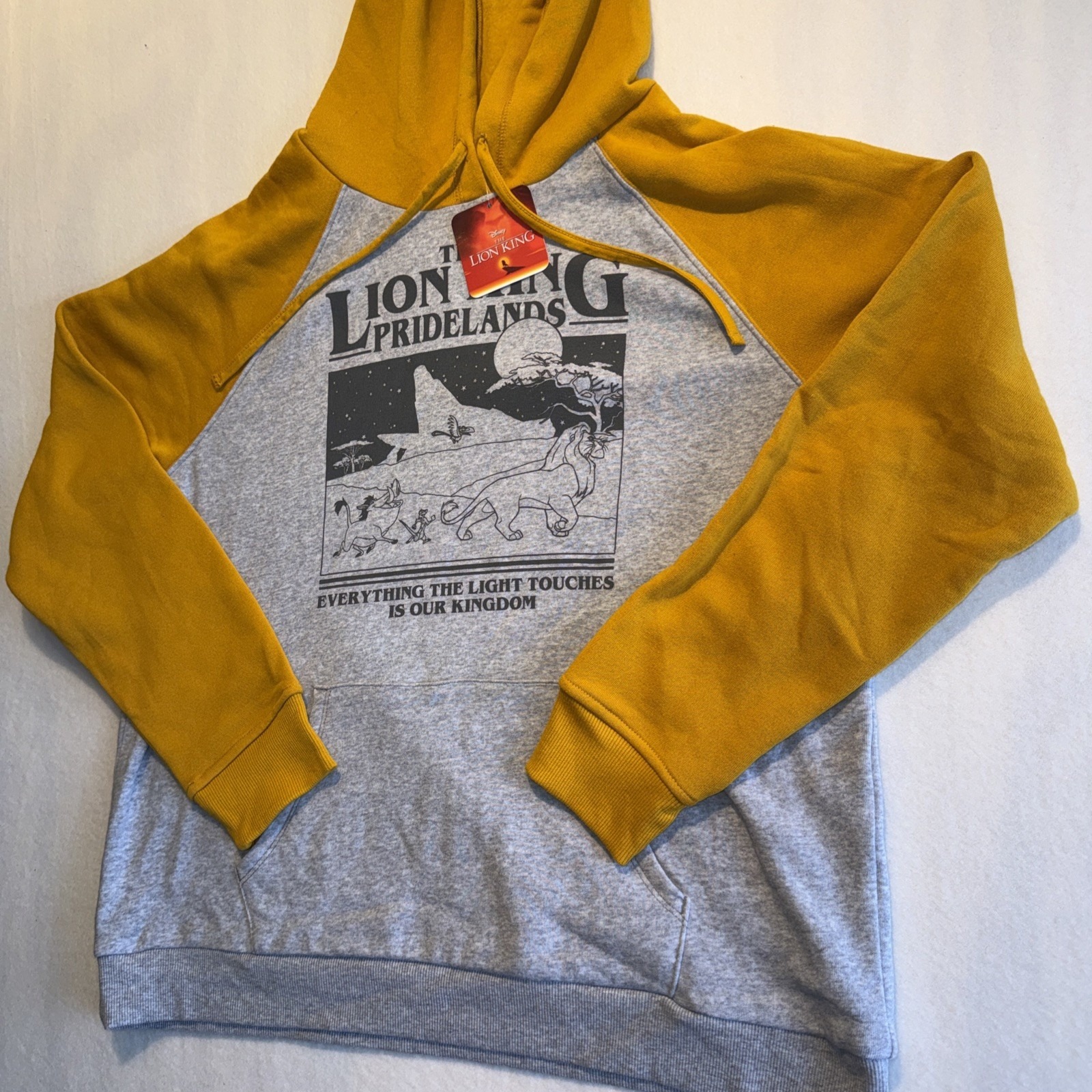 Disney Lion King Sweatshirt Hoodie Pridelands Men's Xl Gray Yellow New! With Tag